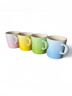 Le Creuset Pastel Ombre Stoneware Mugs - Pink, Yellow, Green, Blue Set